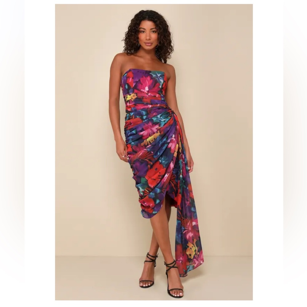 Uncommon Blue Pink Strapless Bodycon Dress Cocktail
